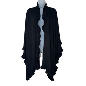 Vintage PAMELA McCOY Women’s Black Ruffle-Trim Cape